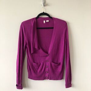 ANTHROPOLOGIE Moth One Side Ruffle Button Cardigan